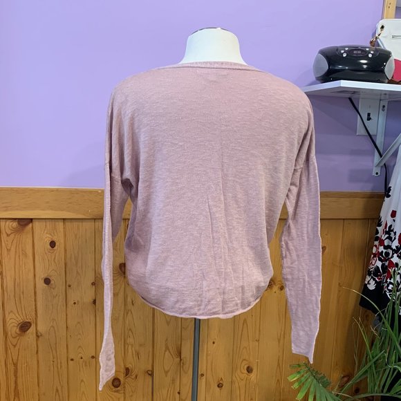 5 for $25 - Love Tree Long Sleeved Button Up Tie Front Top - Picture 3 of 4